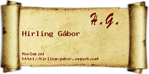Hirling Gábor névjegykártya
